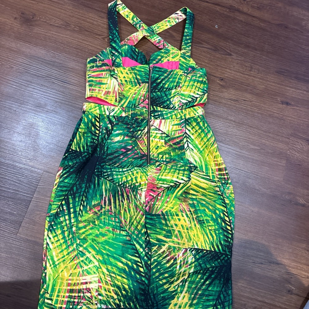 XOXO Vibrant Pink and Green Dress